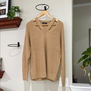 NWOT Romantic Hut cutout Camel Knit Sweater size medium